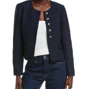 Sam Edelman Textured Navy Cropped Button-Front Jacket NWT ✨